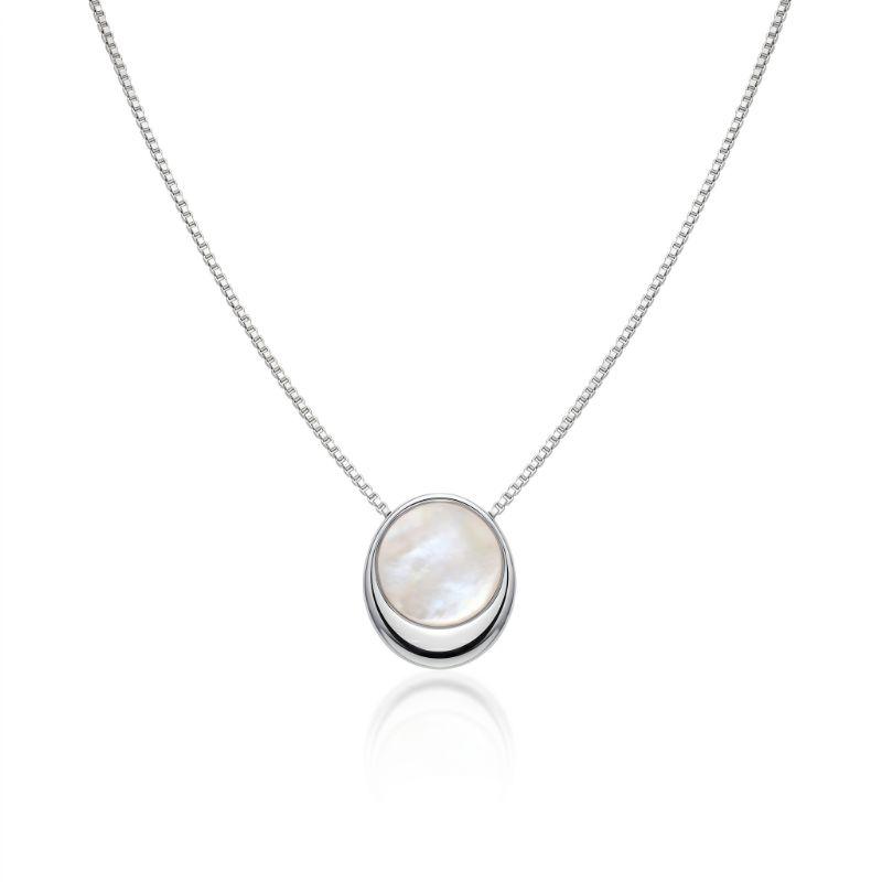 Colar Madreperola Oval Conceitual Essencial 45CM Banhado Em Ródio