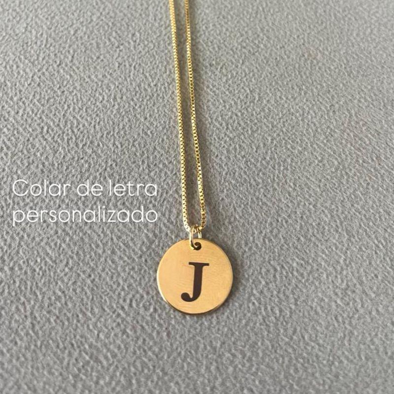 Colar de letra Lisa 45CM Banhado A Ouro