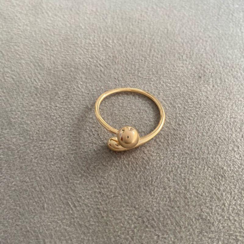 Anel Bola E Gota Regulavél Essencial Banhado Em Ouro 18k